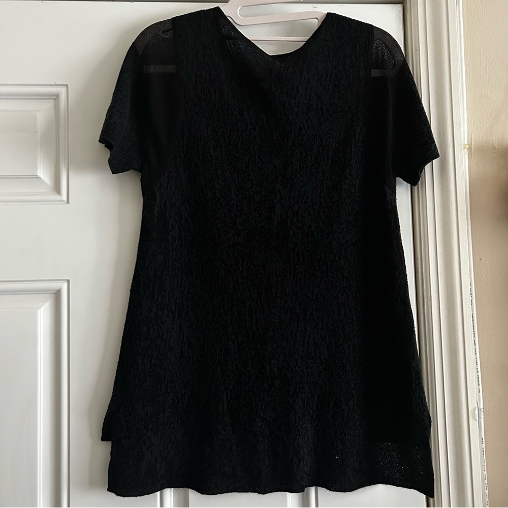 Eileen Fisher Black Textured Short Sleeve Top - Picture 5 of 5